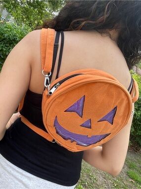 Orange Jack-O'-Lantern Crossbody/Backpack Bag